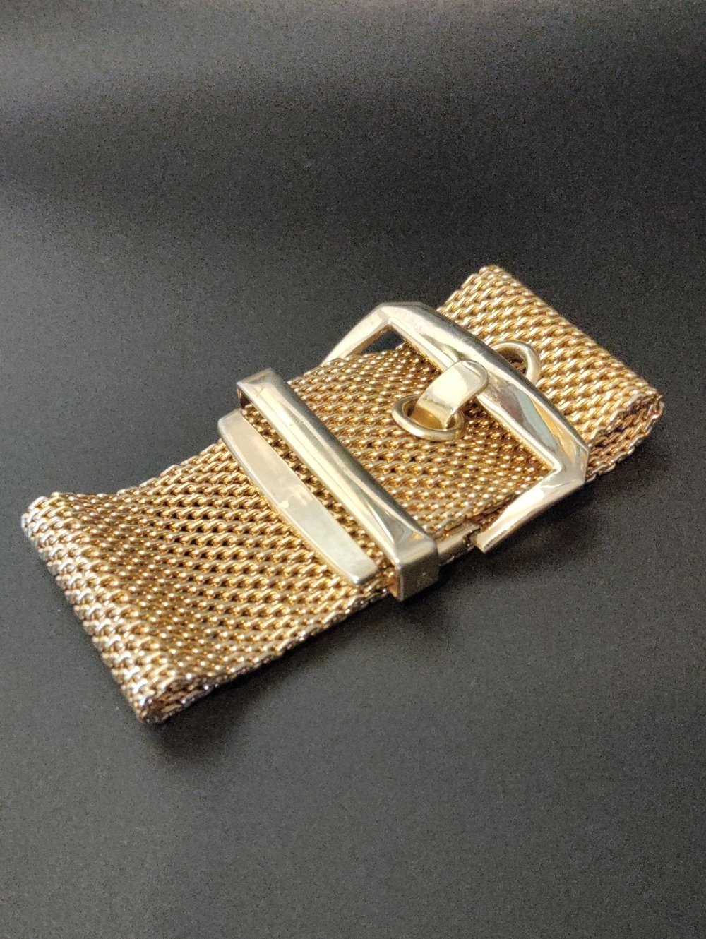 Gold Mesh Bracelet with Buckle